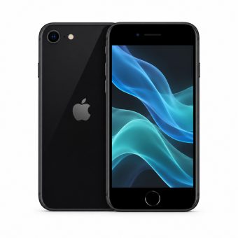 Brukt iPhone SE 2020 i svart, forside og bakside