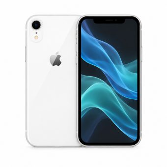 Brukt iPhone XR i hvit, forside og bakside