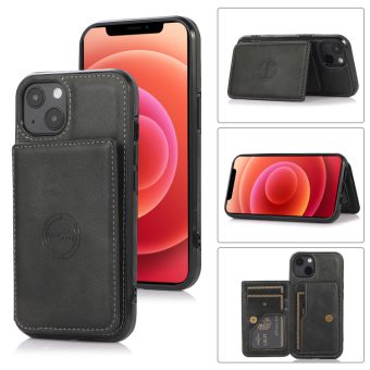 Stilig Magnetisk Etui med Kalveskinnstekstur for iPhone 13 Mini – Svart