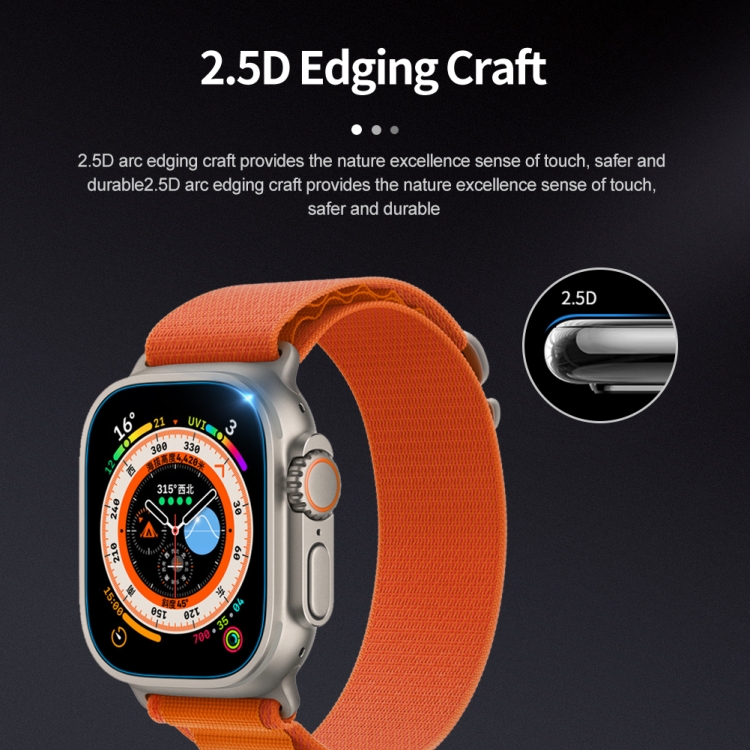 Herdet glass 9H til Apple Watch Ultra 1, 2 og 3 (49 mm) – detalj