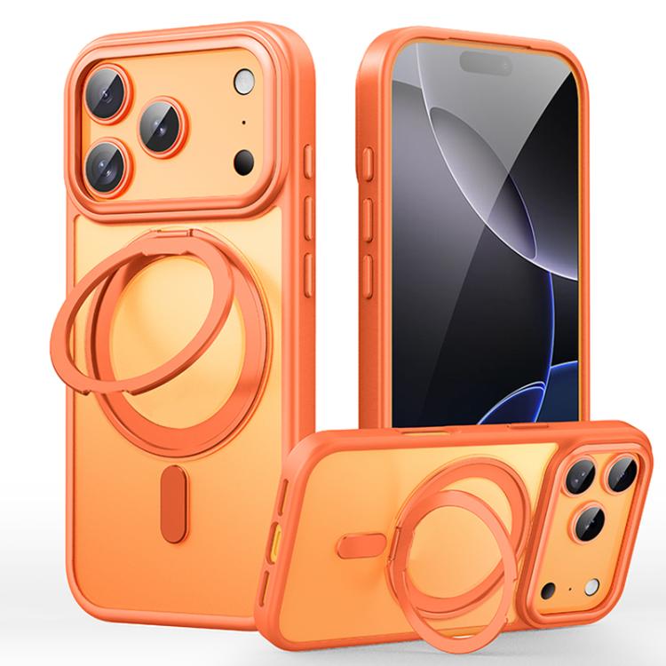 MagSafe-deksel med 360° ringstativ til iPhone 17 Pro Max og 18 Pro Max – Oransj