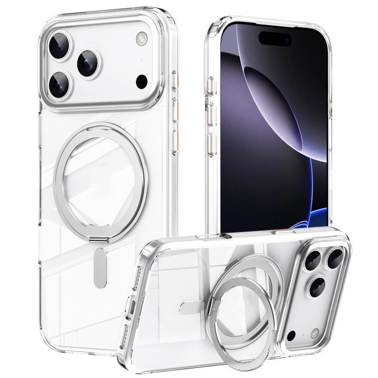 MagSafe-deksel med 360° ringstativ til iPhone 17 Pro og 18 Pro – Gjennomsiktig
