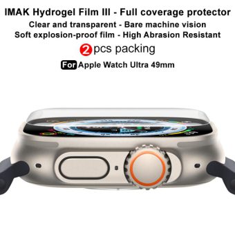 Hydrogel skjermbeskytter, 2 stk, til Apple Watch Ultra 1, 2 og 3 (49 mm) – detalj