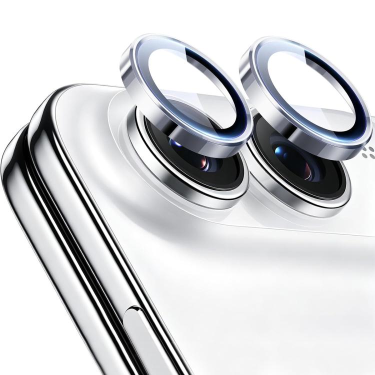 Linsebeskyttelse med metallring til iPhone Duo – sølv