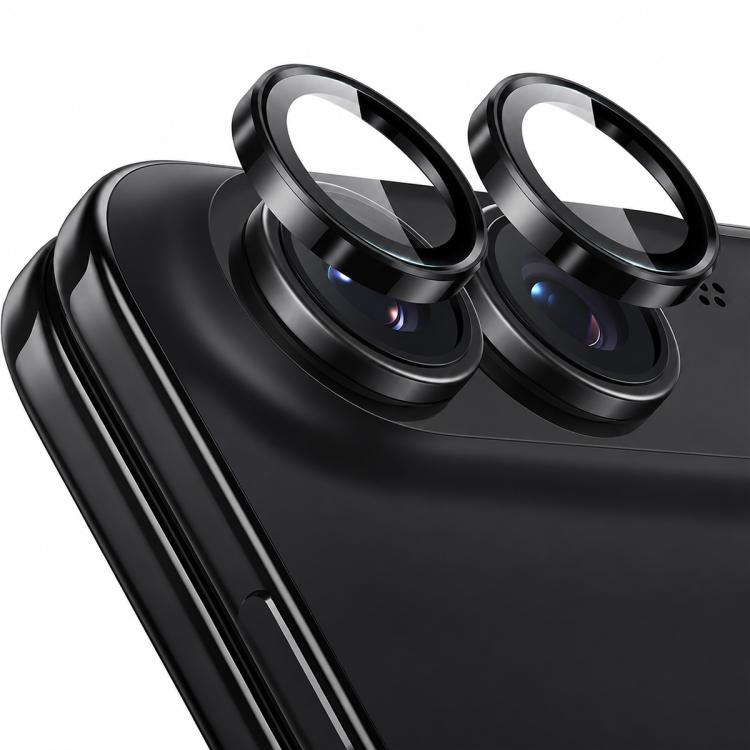 Linsebeskyttelse med metallring til iPhone Duo – svart