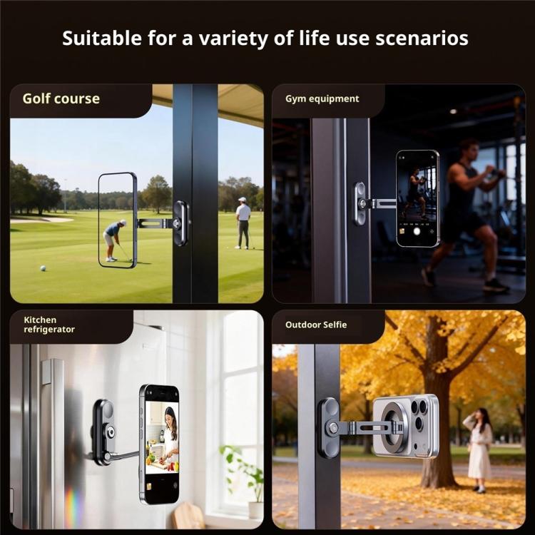 Magnetholderen i bruk på golfbanen, på treningsapparat, på kjøleskapet og ute