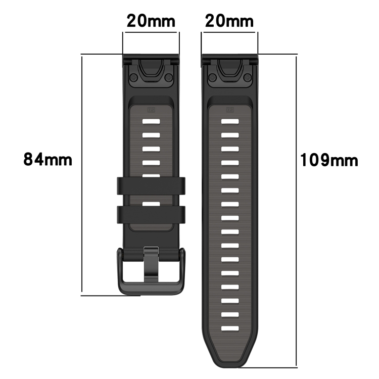 Silikonreim 20 mm med hurtigfeste til Garmin Fenix 8 43 mm og Fenix S – detalj
