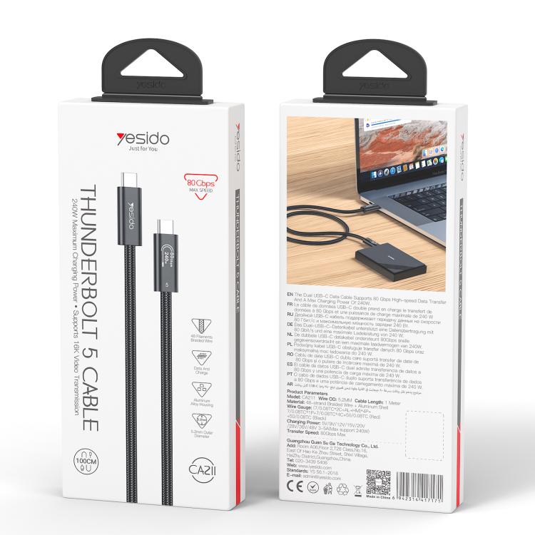 Emballasjen til Yesido CA211 Thunderbolt 5-kabel